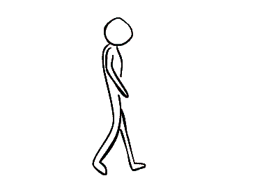 A drawing of a standing lifting their back foot