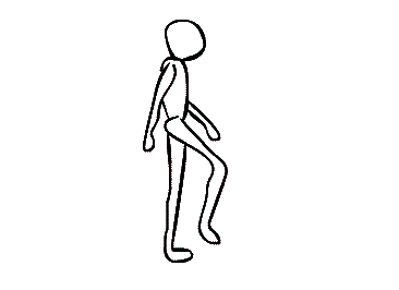 An animation of a character walking in profile